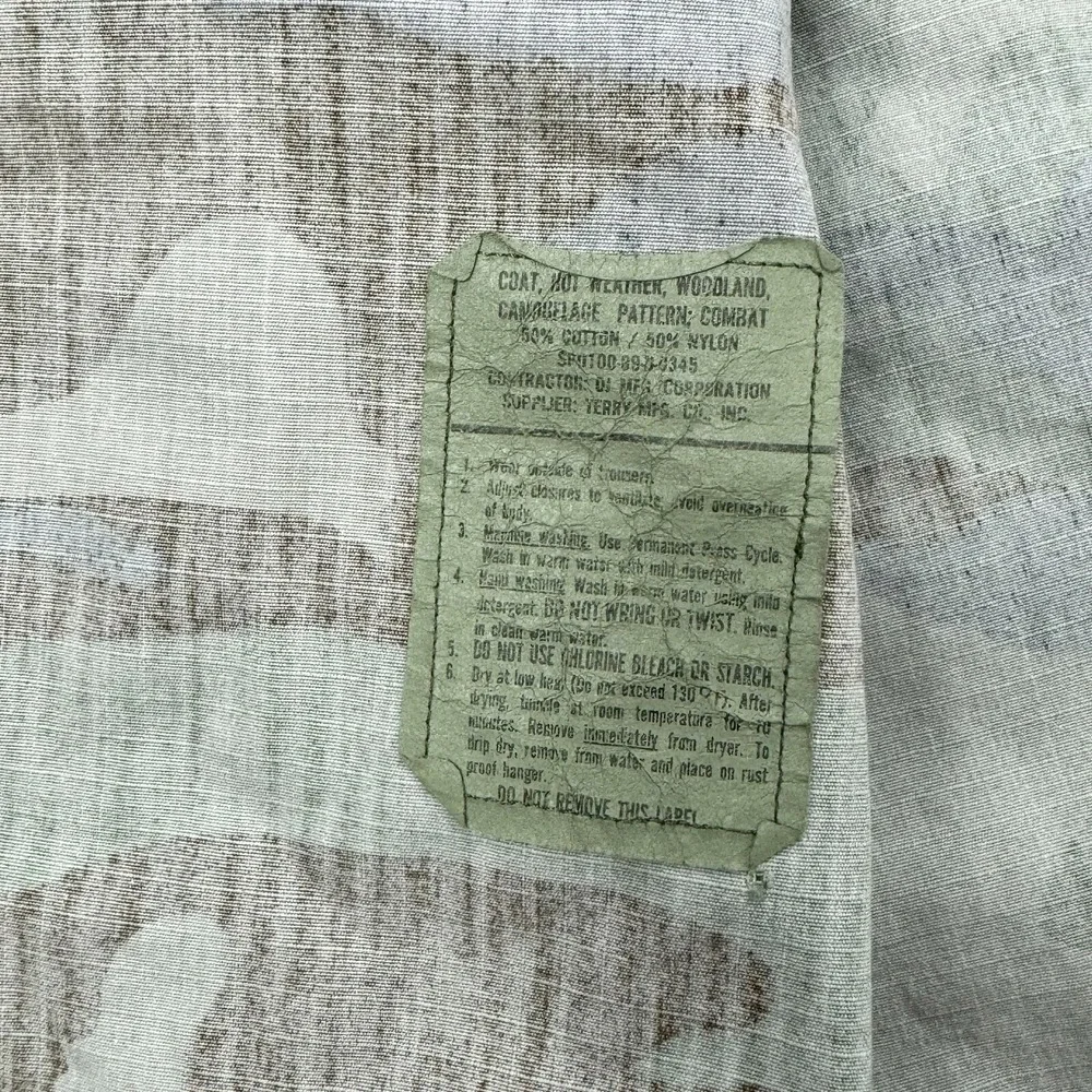Military Combat Coat Woodland, Camouflage Pattern - Terry Mfg. size Medium Long